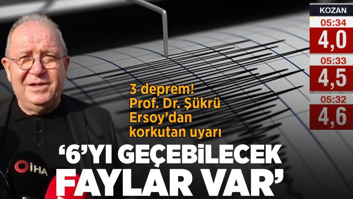 Son dakika… Adana’da peş peşe 3 deprem!  Prof. Dr. Şükrü Ersoy’dan korkutan uyarı